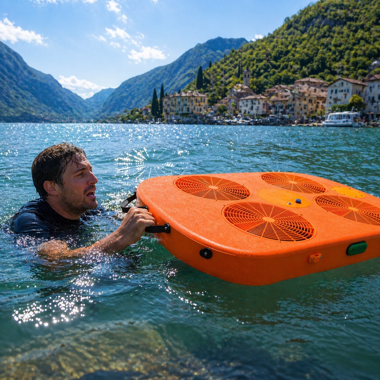 Rescued person gripping the Flying Rescue Craft