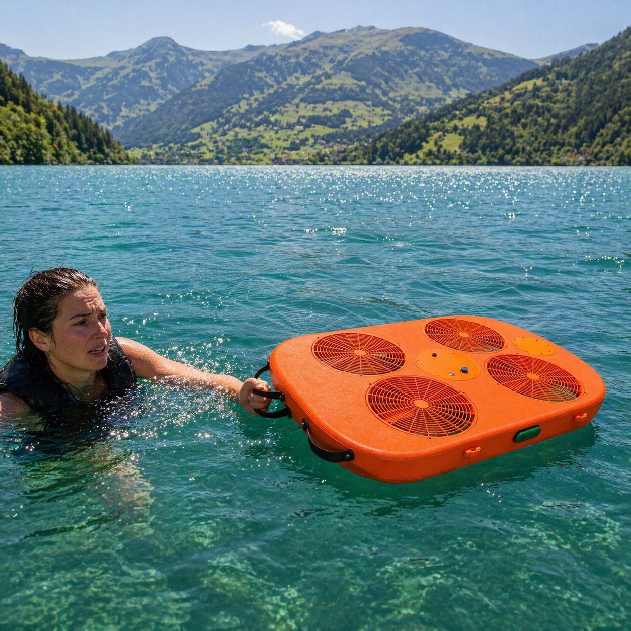Craft in a mountain lake